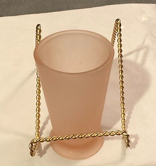 VTG 1990’s Umbra Pale Pink Satin Frosted Glass Vase-4.25″ High-From Canada-EUC