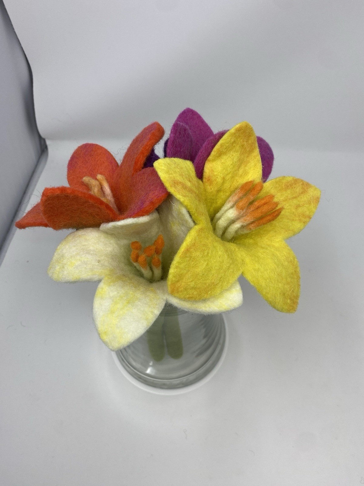 Hand Felted Flowers Bunch of Five ( Made in Nepal)