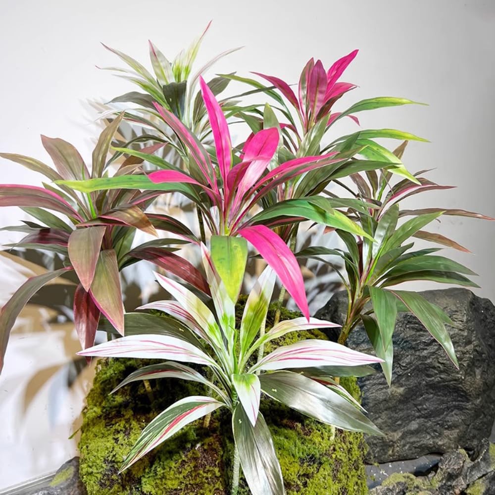 2 Pcs Artificial Cordyline Fruticosa Logs Tropcial Plant 21.6in Fake Dracaena…