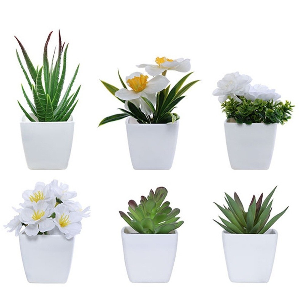 Set of Artificial Potted Succulent Roses for Stylish For Home or Office Decor