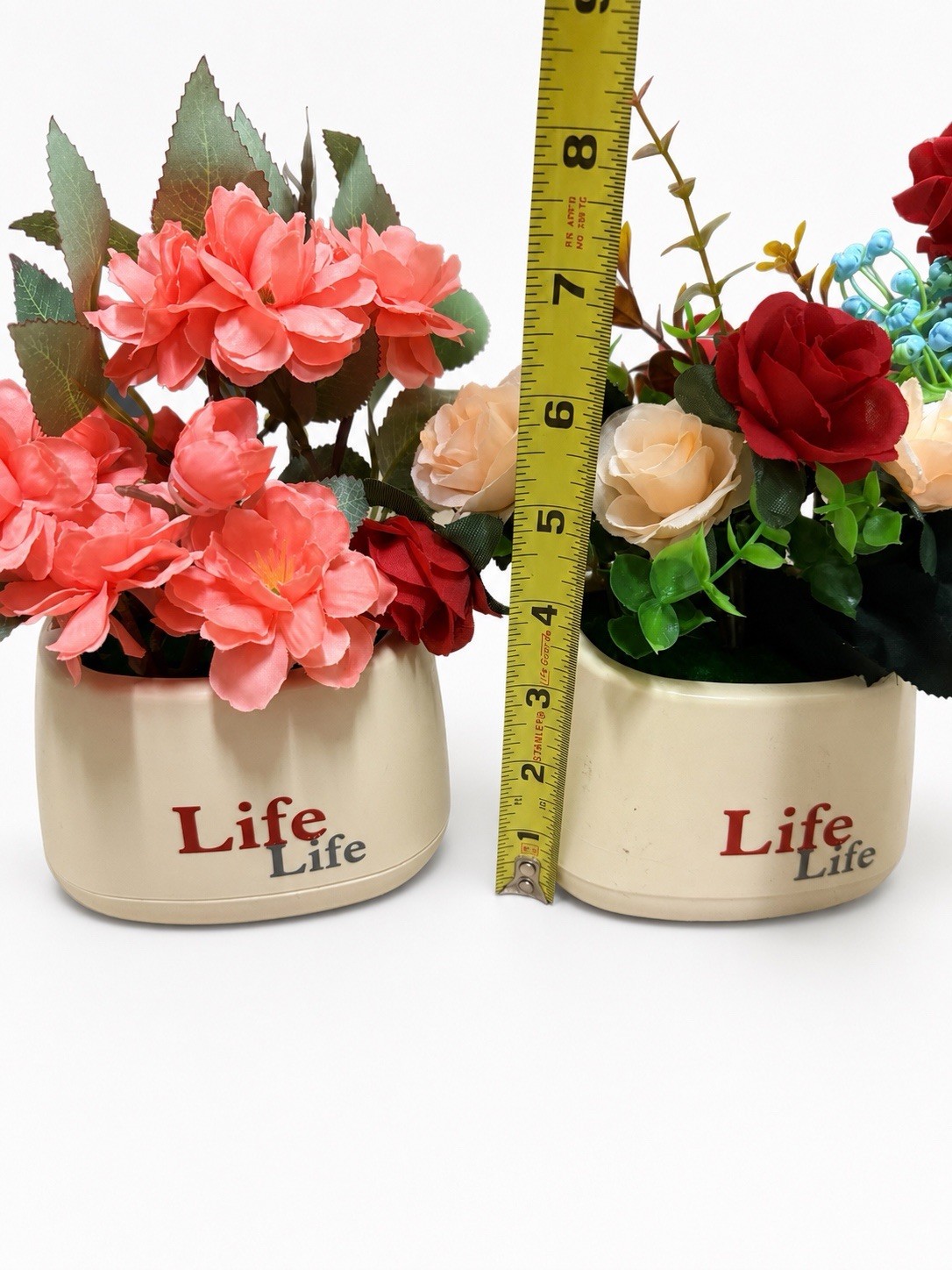 Set of 4 Artificial Flower Arrangements in Pots Roses Lilies Home Decor