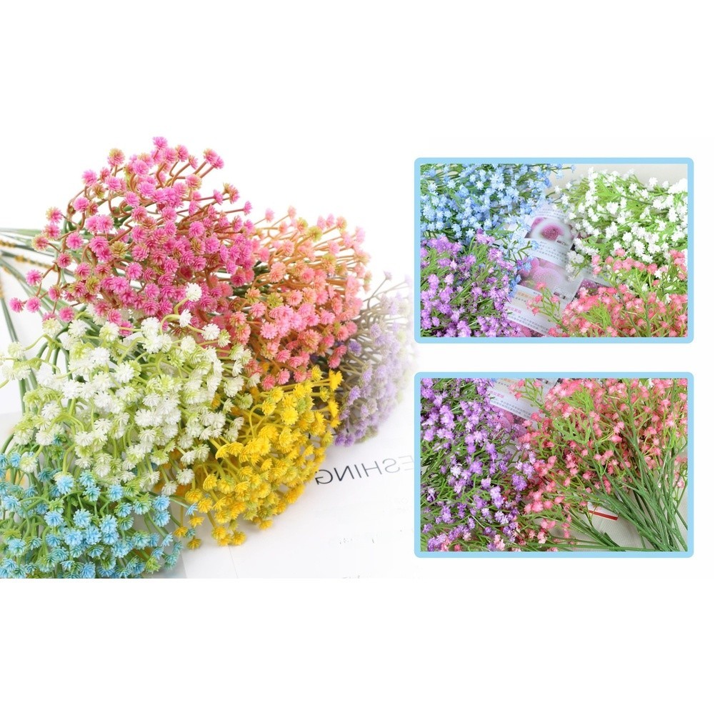3-Stem Soft PVC Baby Breath Flowers for Wedding Bouquets and Photography Props