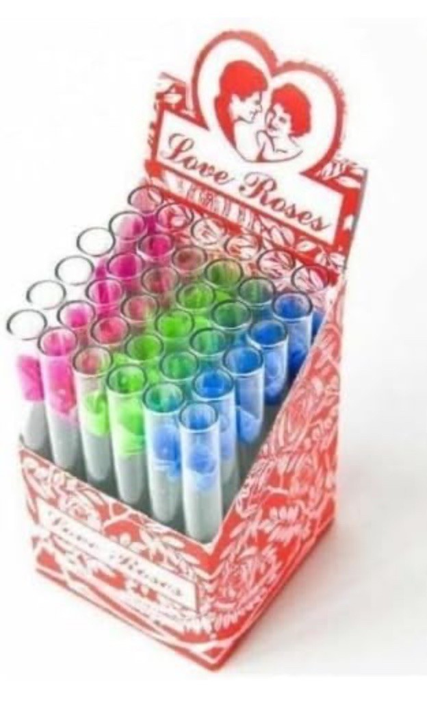 Love Roses Artificial Rose Flower Tubes Assorted Colors Display Pack