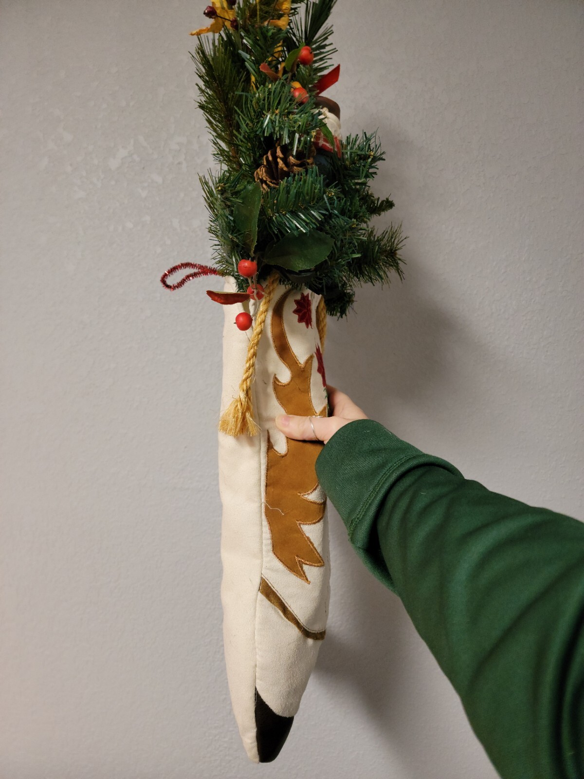 Western Cowboy Boot Christmas Tree Pine Tree Santa Holiday Arrangement Farmhouse
