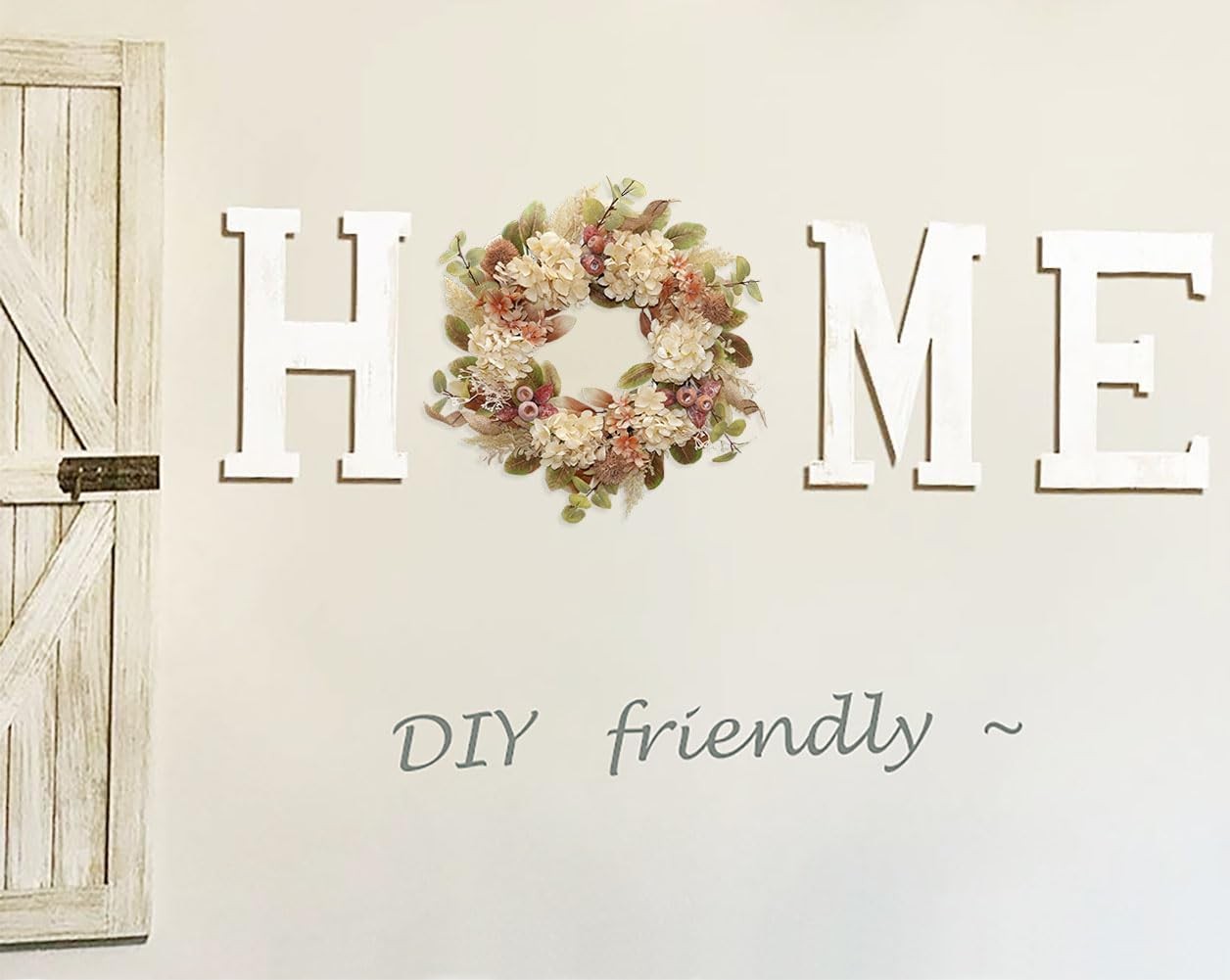 18 Inch Fall Wreath for Front Door Boho Brown Outdoor Decor
