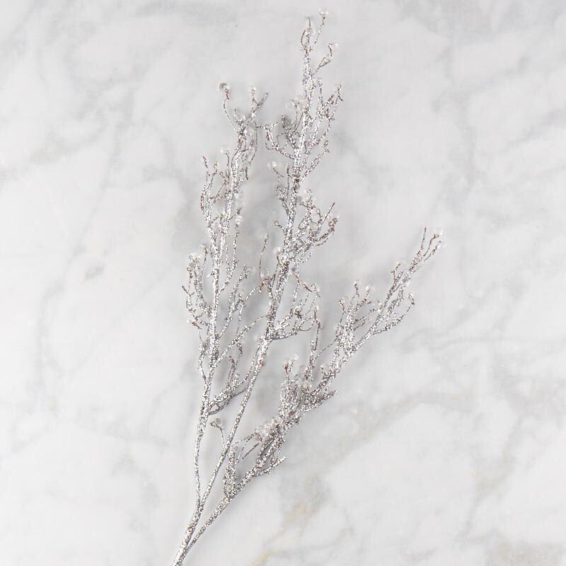 Factory Direct Craft Glittery Twig Spray with Clear Gems