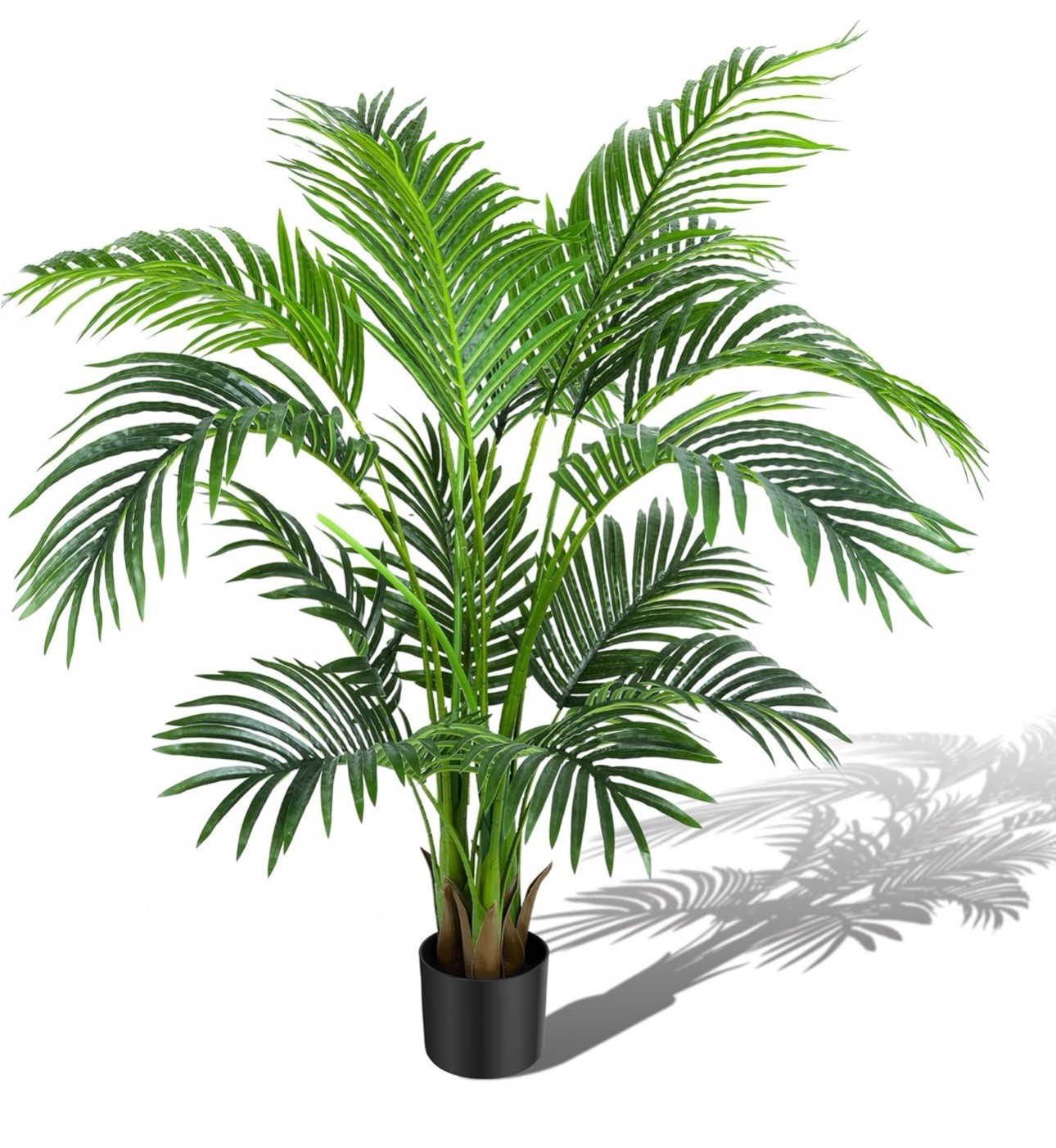 4ft Artificial Areca Palm Tree Plant, 47in Fake Cane Palm Silk Tree Indoor Ou…