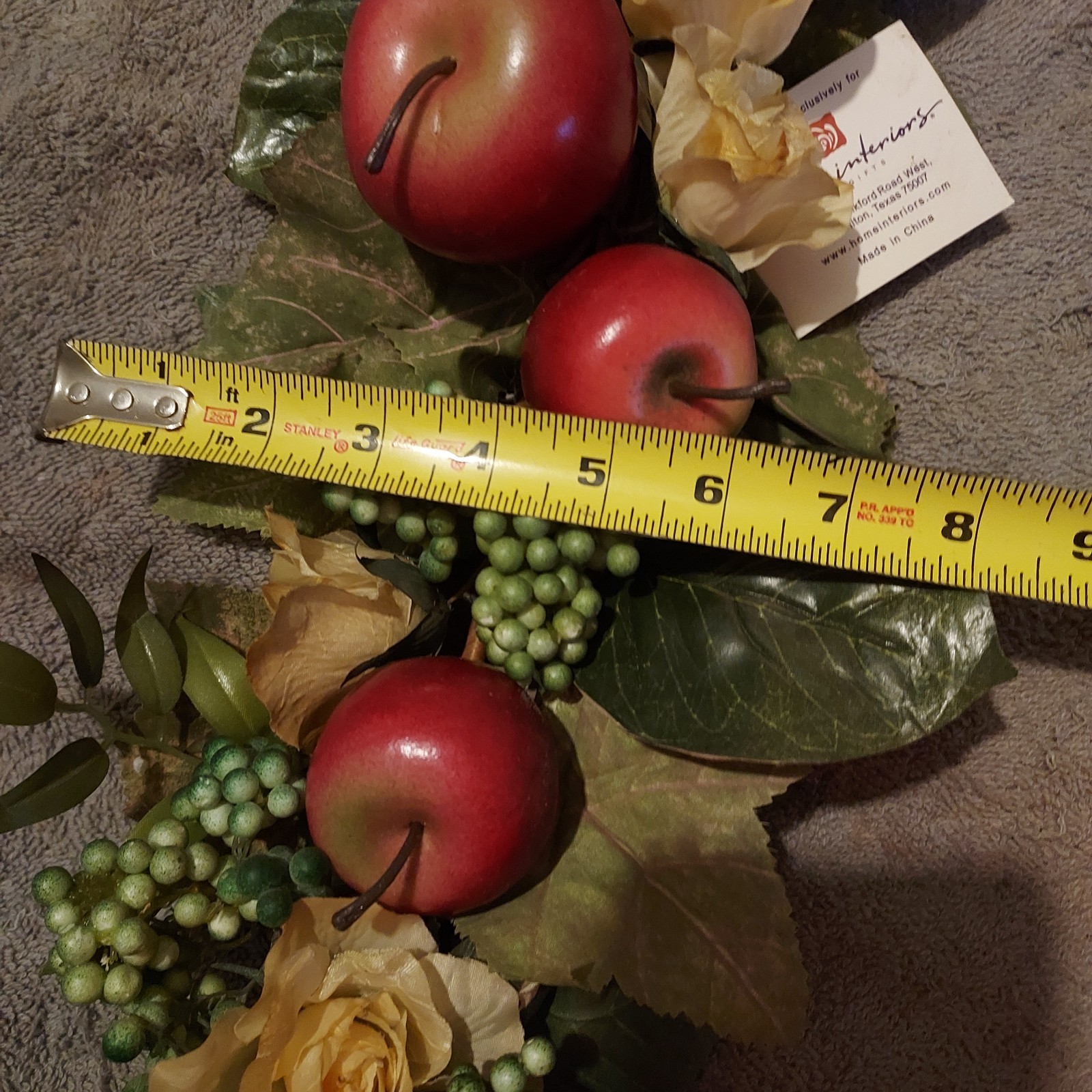 Vtg Floral Fruit Apple Swag Hanging Vine Roses Kitchen Farm Cottage 25 In READ