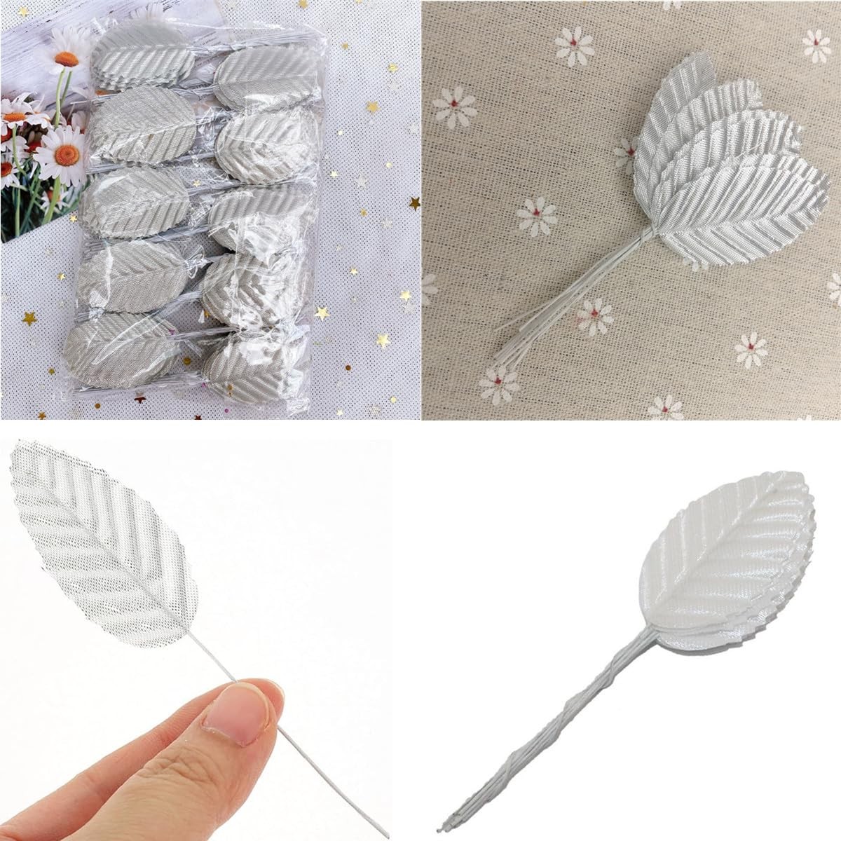 Artificial Silk Leaf Leaves, 200PCS Single Rose Leaves Stems, Fake Faux Wired…