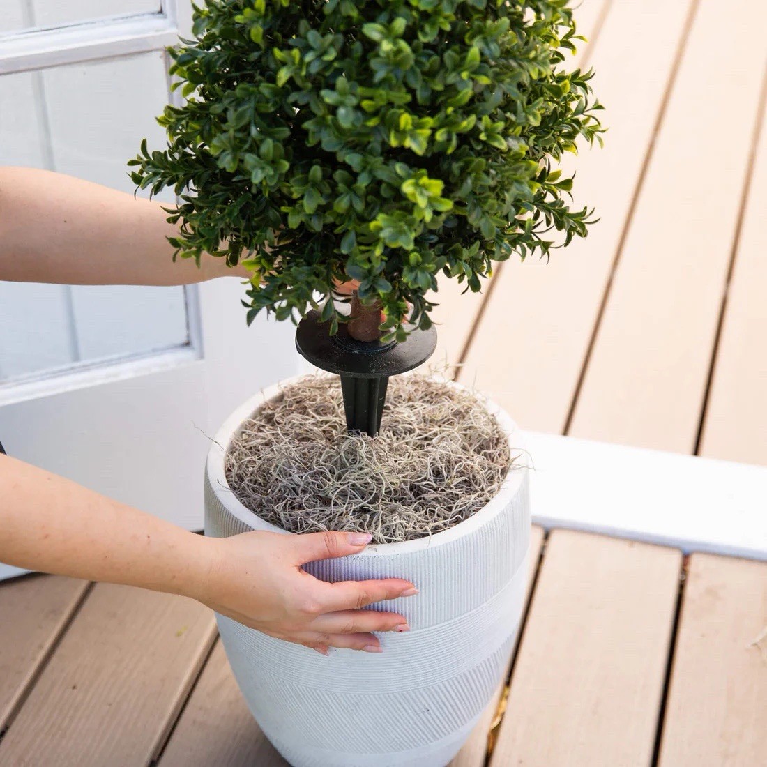 Artificial Green Boxwood Topiary Tree Outdoor Plant 30 in Height 11 in Wide