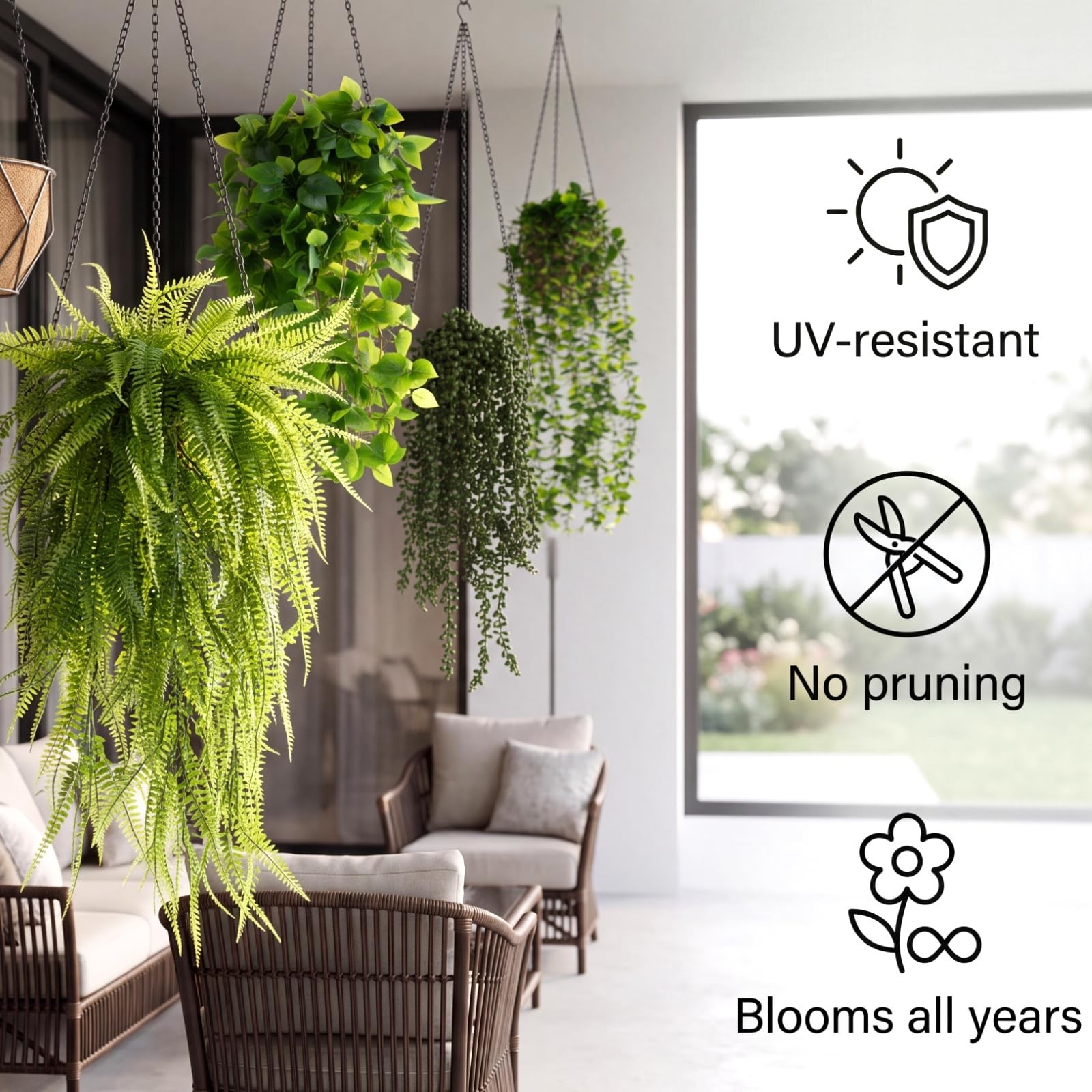 72 Pcs Artificial Hanging Plants – Fake Ferns, Ivy, Eucalyptus & Vines for Indoo