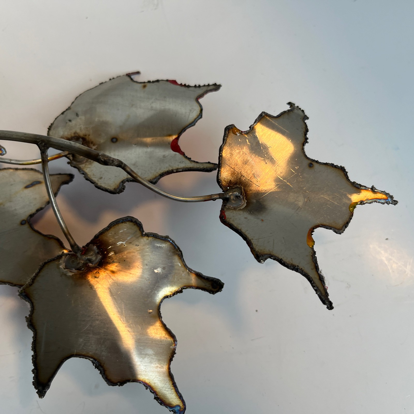 Fall Maple Leaves Wall Decor Signed Art Metallic Hand Welded Sculpture 2006 #312