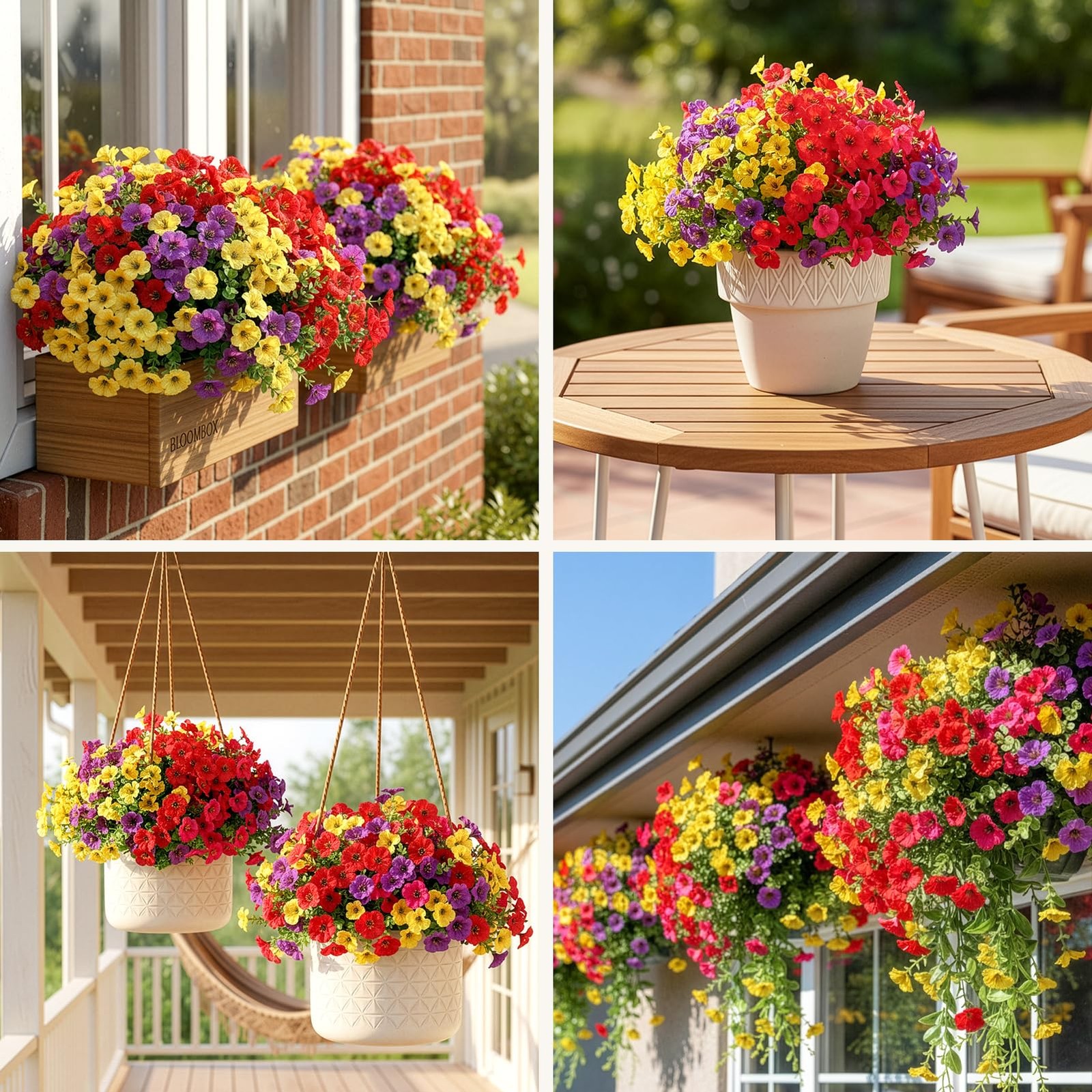 Auihiay 14 Bundles Outdoor Flowers UV Resistant, Real UV Resistant, Artificia…