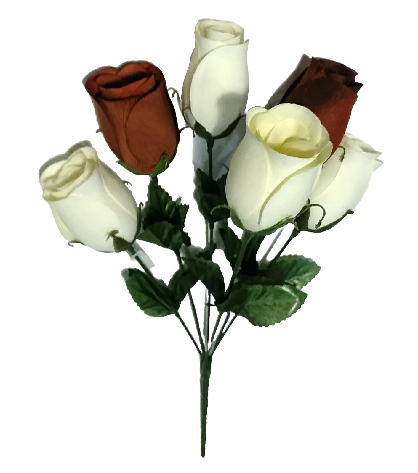 Large Rose Cream & Brown 14″ Bush Silk Flower Vase Home General Decor US BP2079