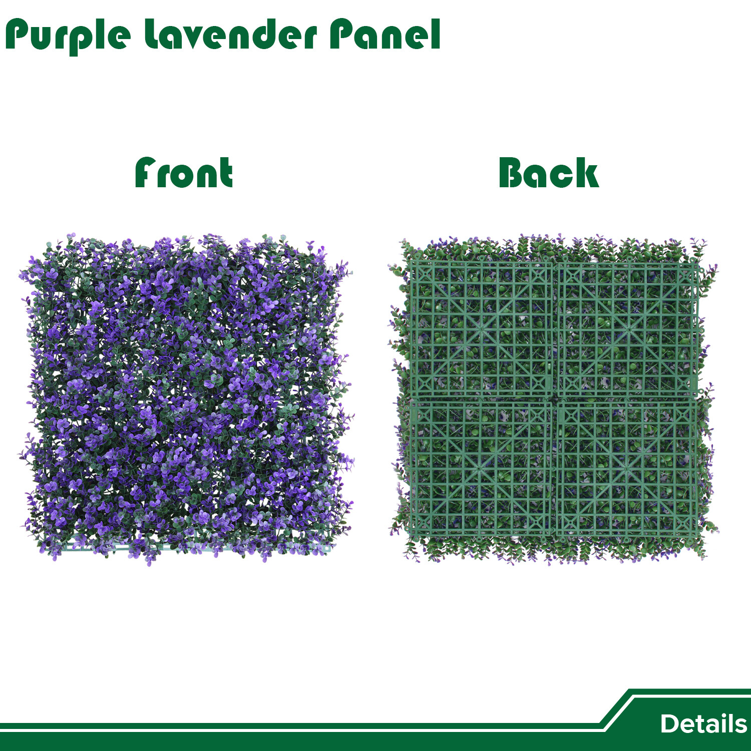 20″ Artificial Faux Purple Lavender Outward Mats Wall Hedge Decor Panel DIY