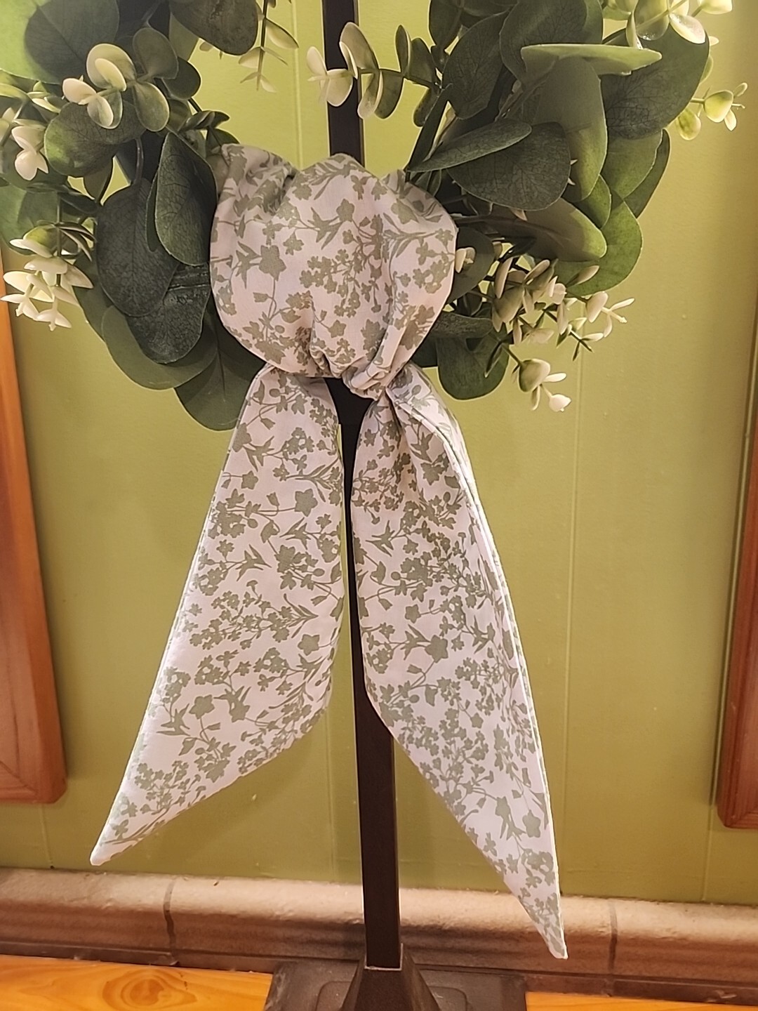 Small Wreath Sash with a Boheme Sage Pattern – 34″ long and 5-1/2″ wide