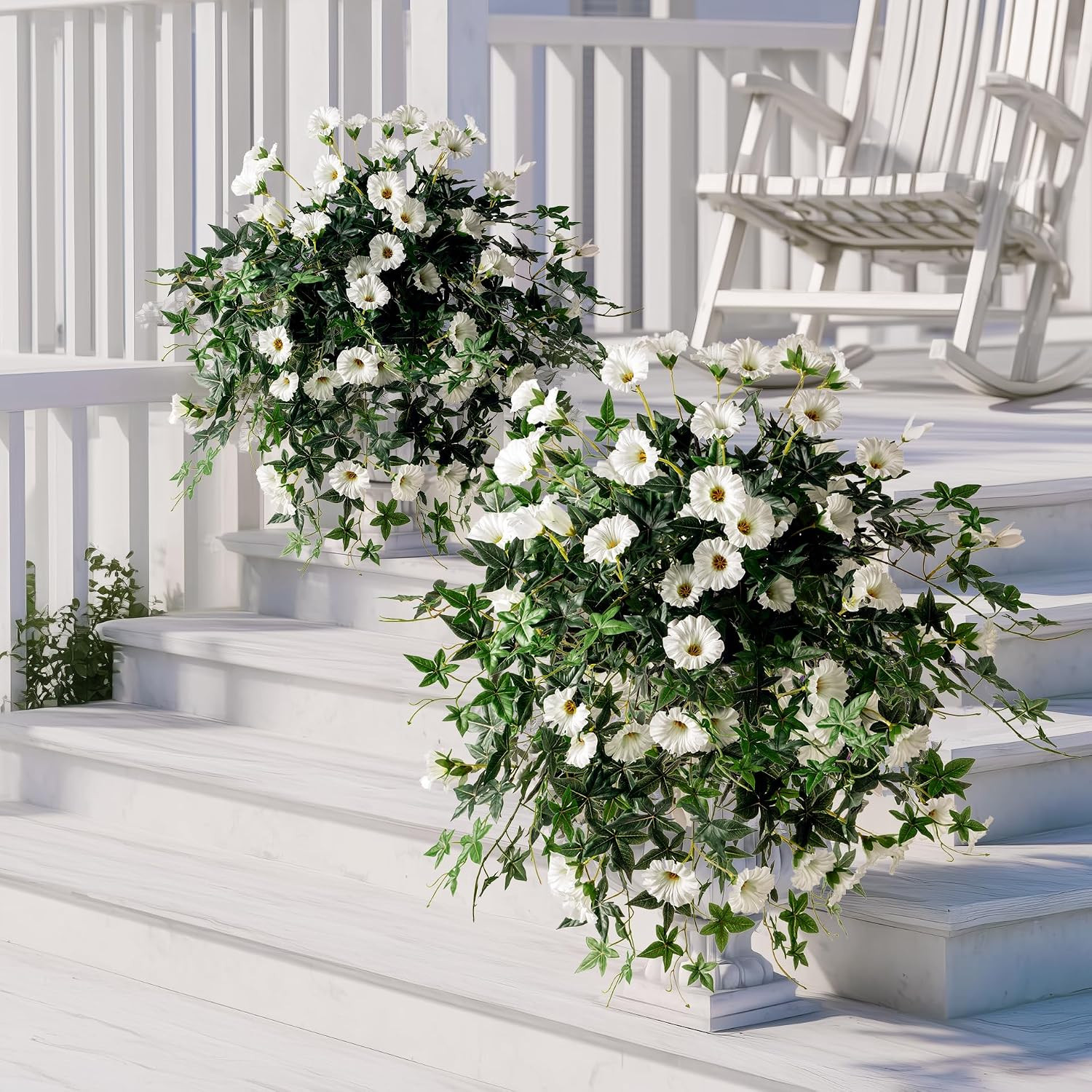 UV Resistant Artificial Petunias – 2PCS Hanging Silk Flowers for Outdoor Decor