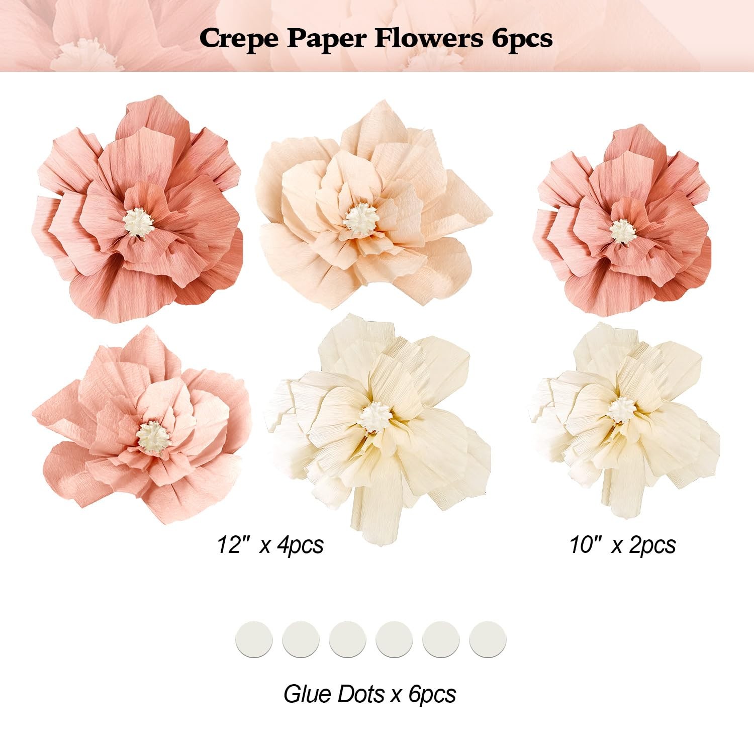 Beige Sweet Peach Paper Flowers Boho Party Decorations Artificial 3D Wall Déc…