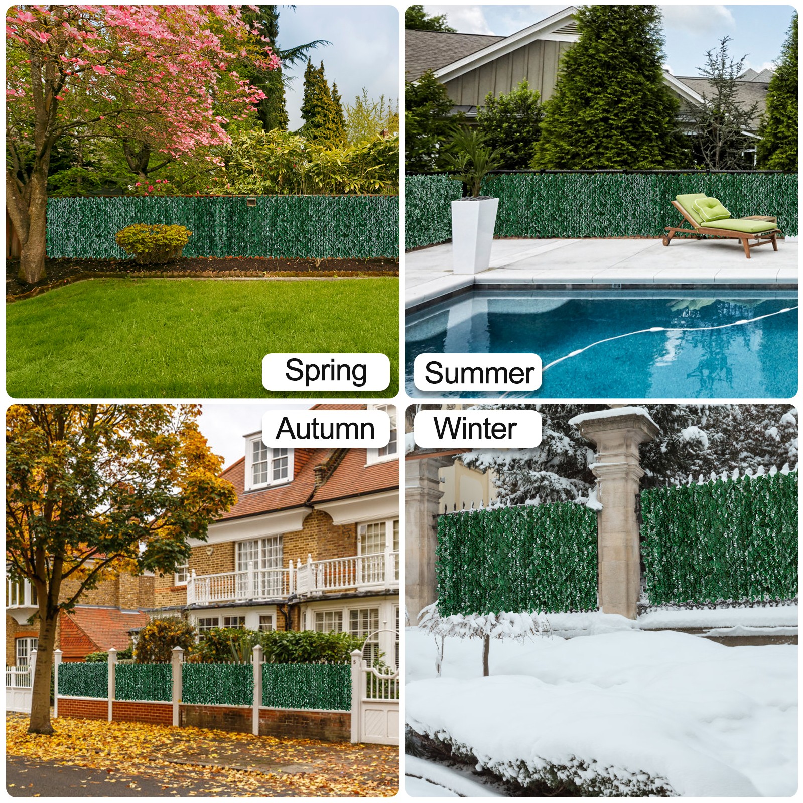 118” Artificial Wall Hedge Privacy Screens Fence Panel Faux Leaf Grass Decor US
