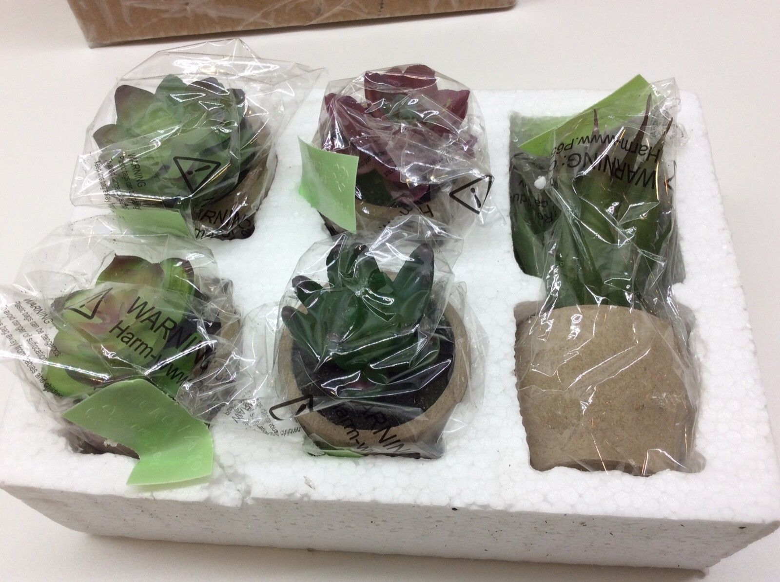 Pure Garden Faux Succulents Set of 5 Assorted Lifelike Plastic Greenery in Stone