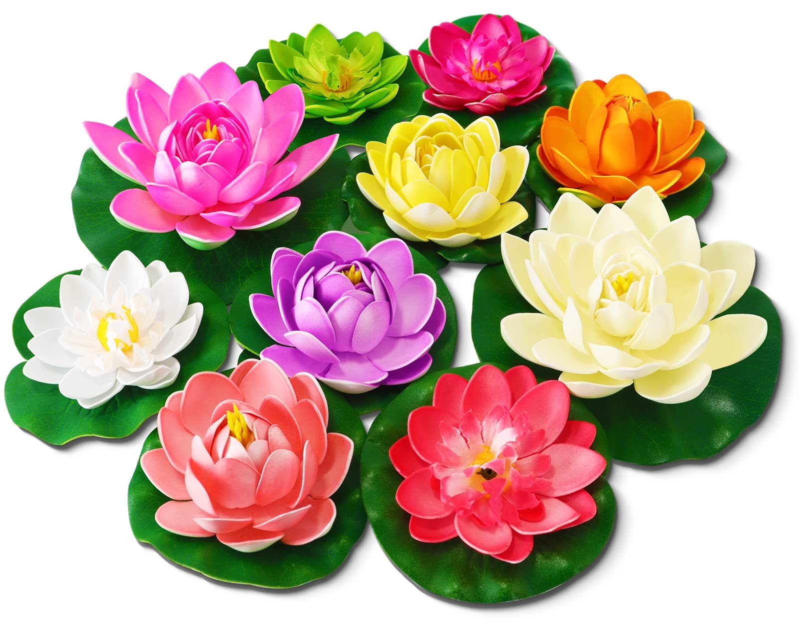 Artificial Lotus Flowers Water Lilies for Pond Pool, 10 Pcs Realistic Floatin…