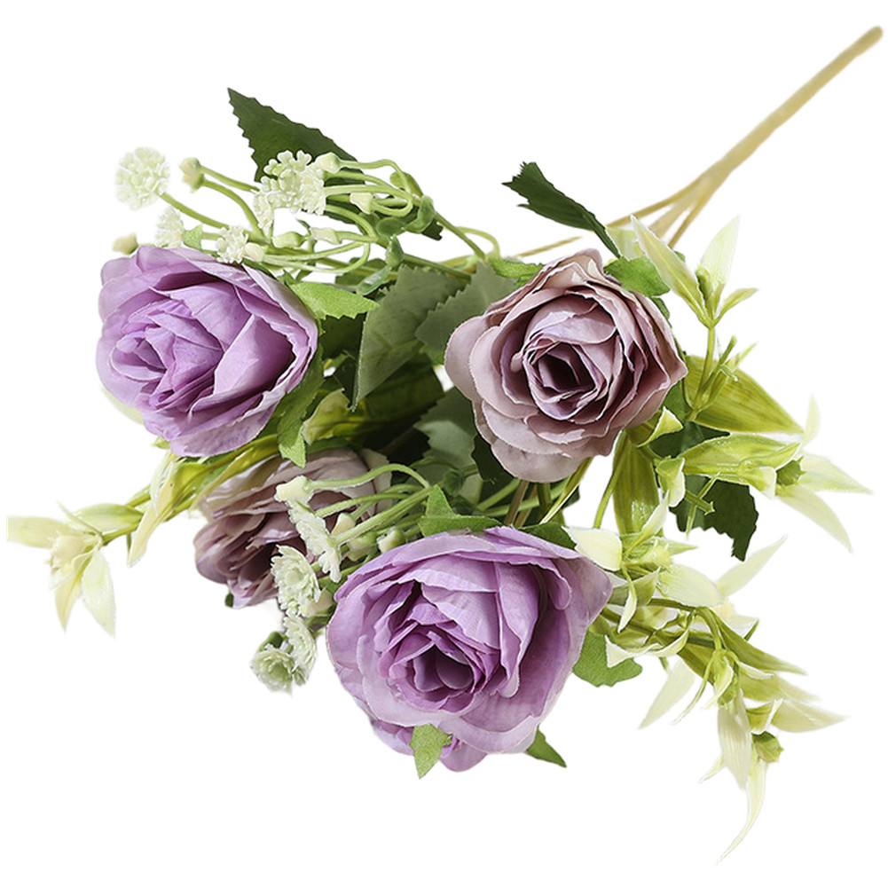 Wedding Decor Silk Rose Bouquet 5 Bloom 32cm for Bridal Shower and Anniversary