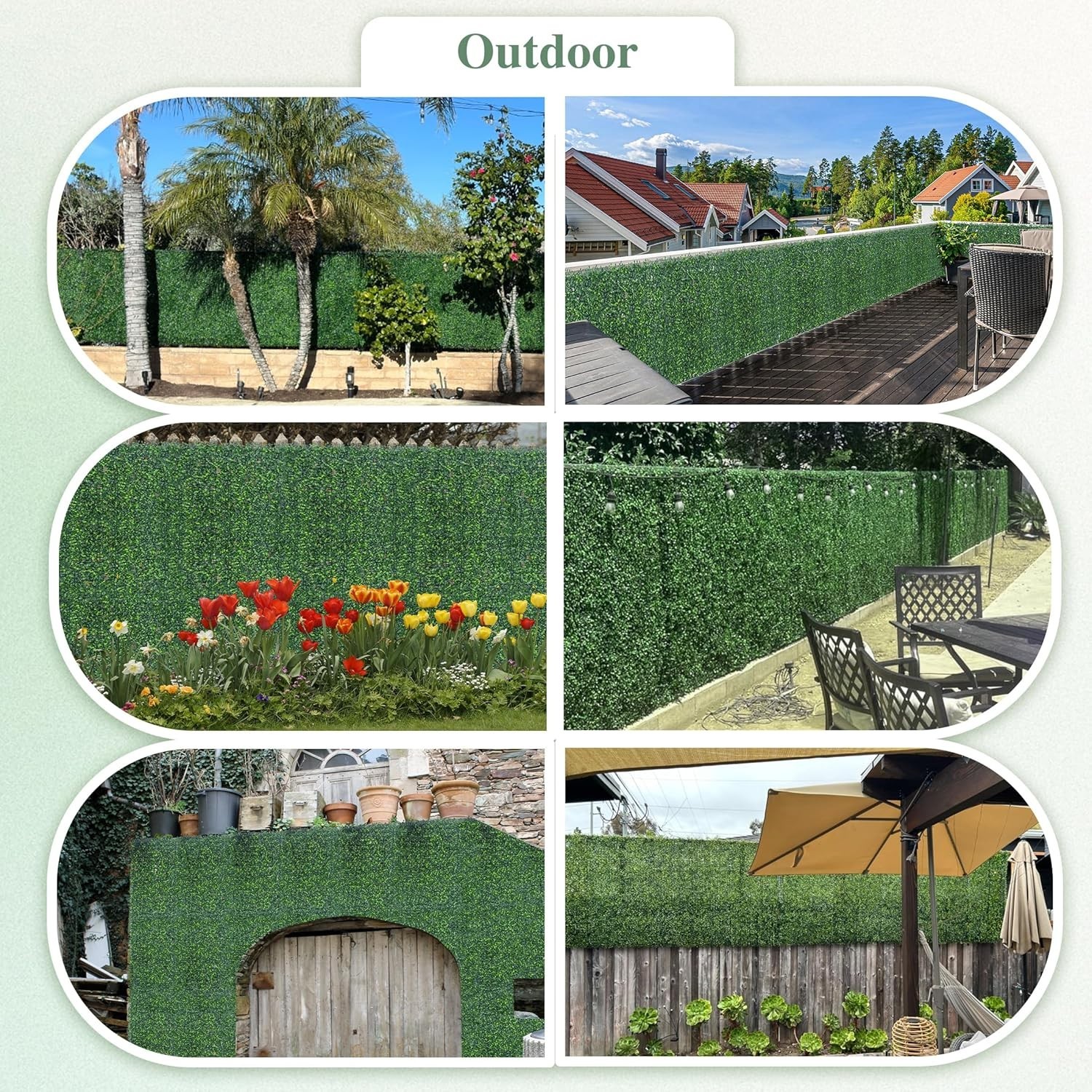 Artificial Greenery Grass Wall Panel, 10×10 Inch 6-Pack (4.2 sqft), UV-Anti F…