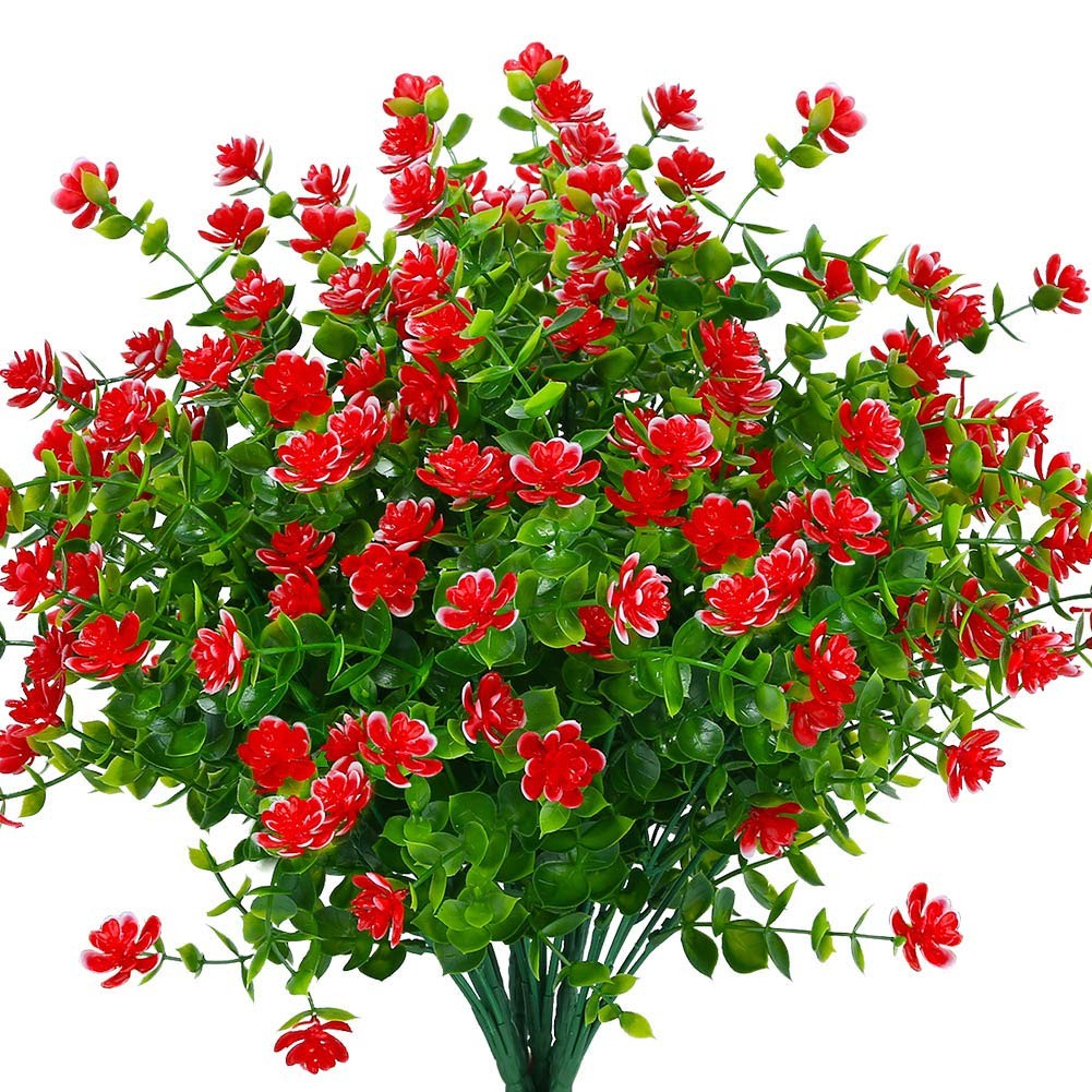 Artificial Flowers Fake Outdoor UV Resistant Boxwood Plants Shrubs 4 Pack, Fa…