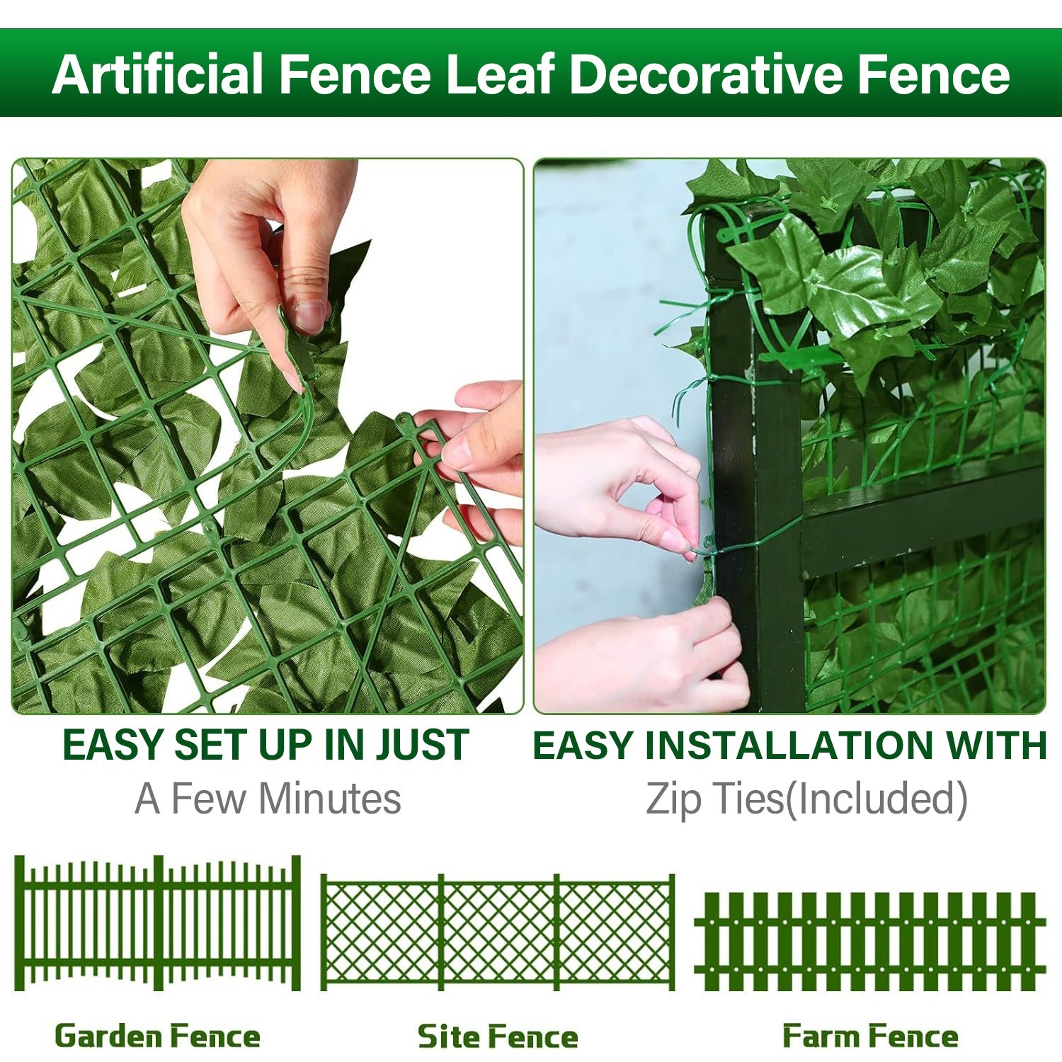 118″x39″ Faux Ivy Leaf Fence Panel – Weatherproof Privacy Screen for Outdoor Déc
