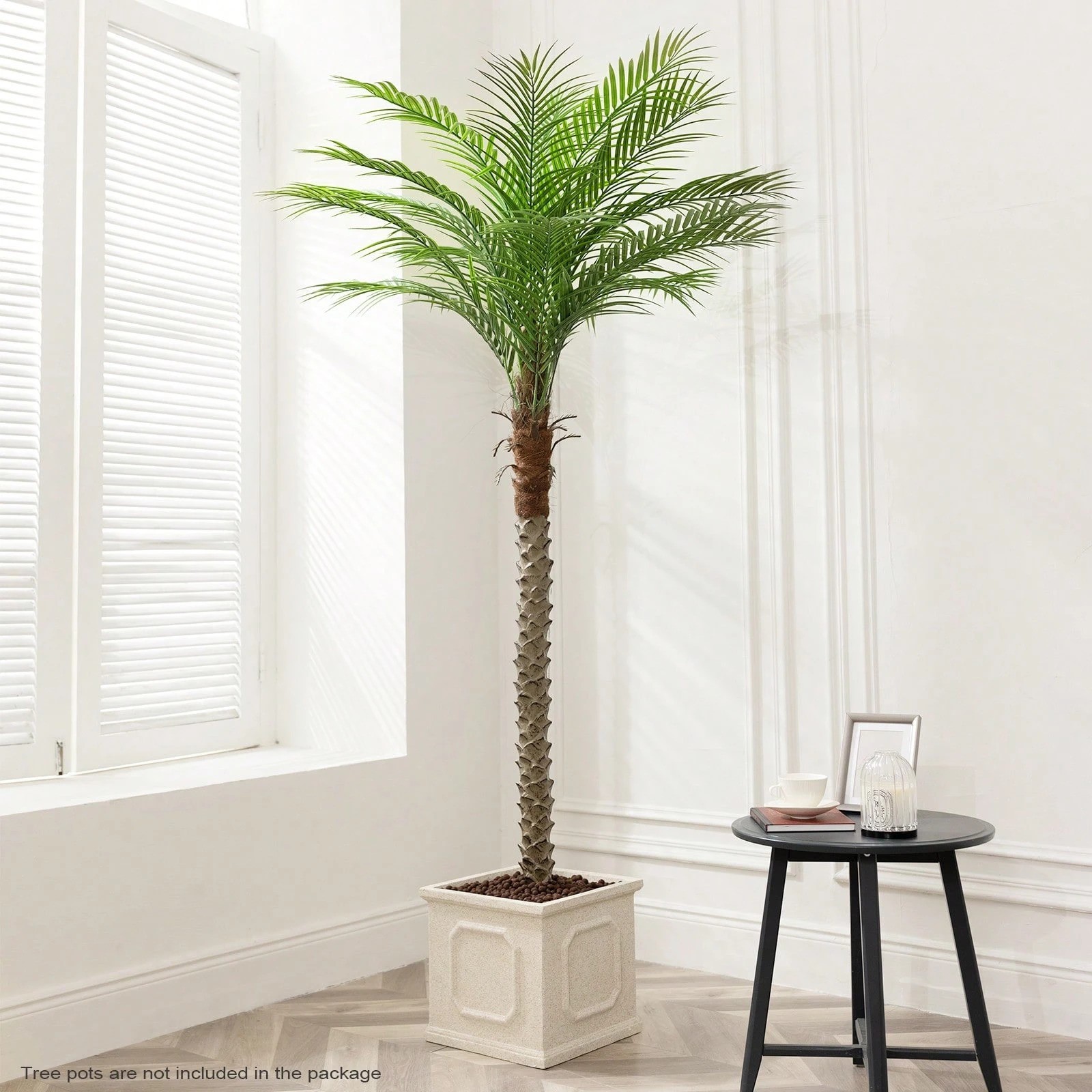 7-9FT Faux Palm Tree Adjustable Leaves Artificial Sago Plant Indoor Patio Decor