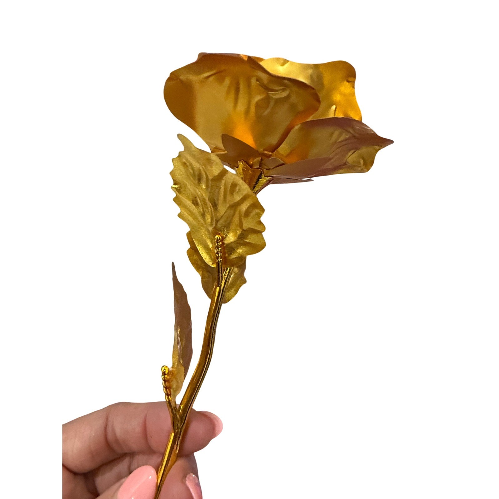 LoveInUSA 24K Artificial Gold Rose Metallic Flower with Purple Gift Box Decor