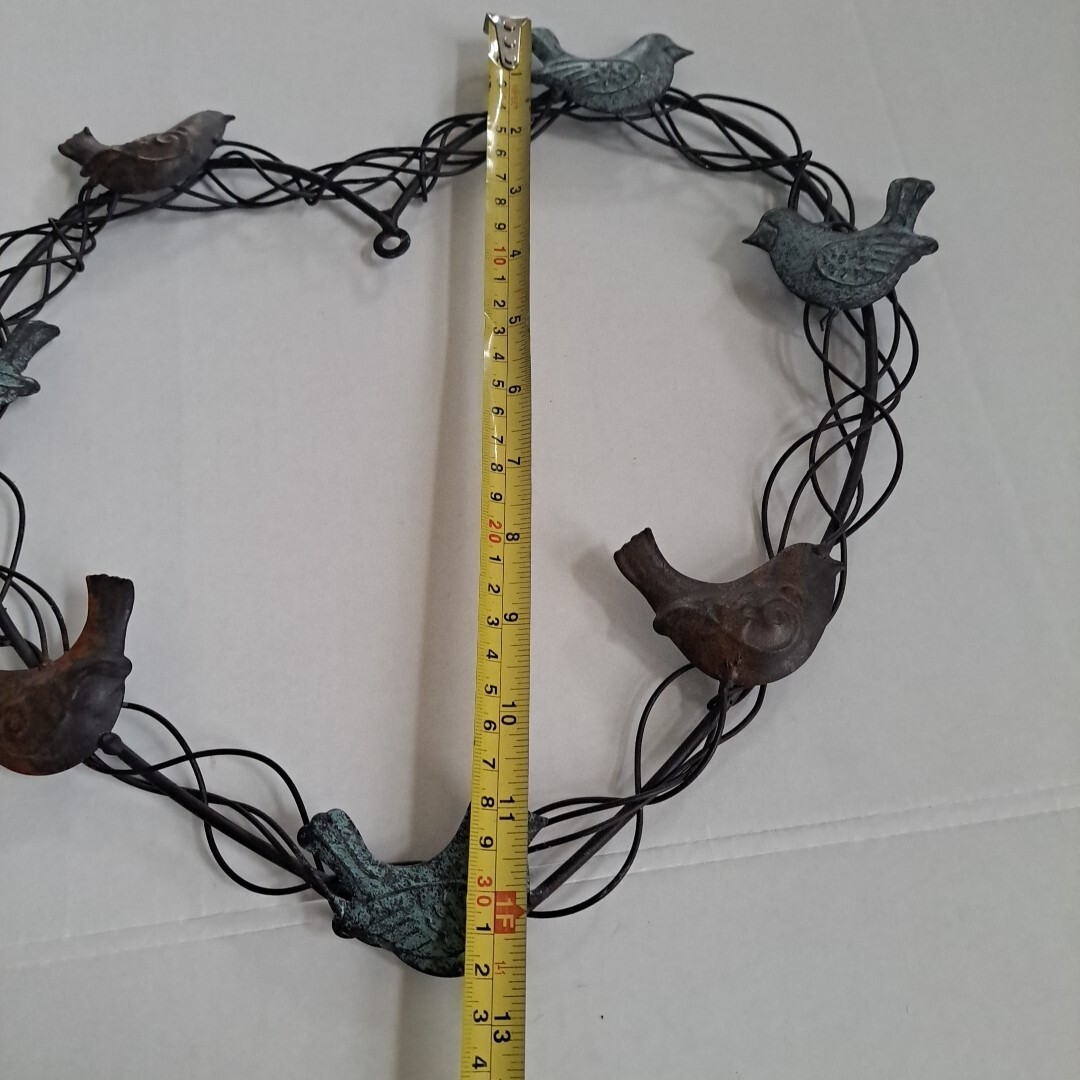 Wall Decor Heart Shaped Metal Wreath With Turquoise Birds Valentine’s Decor Gift