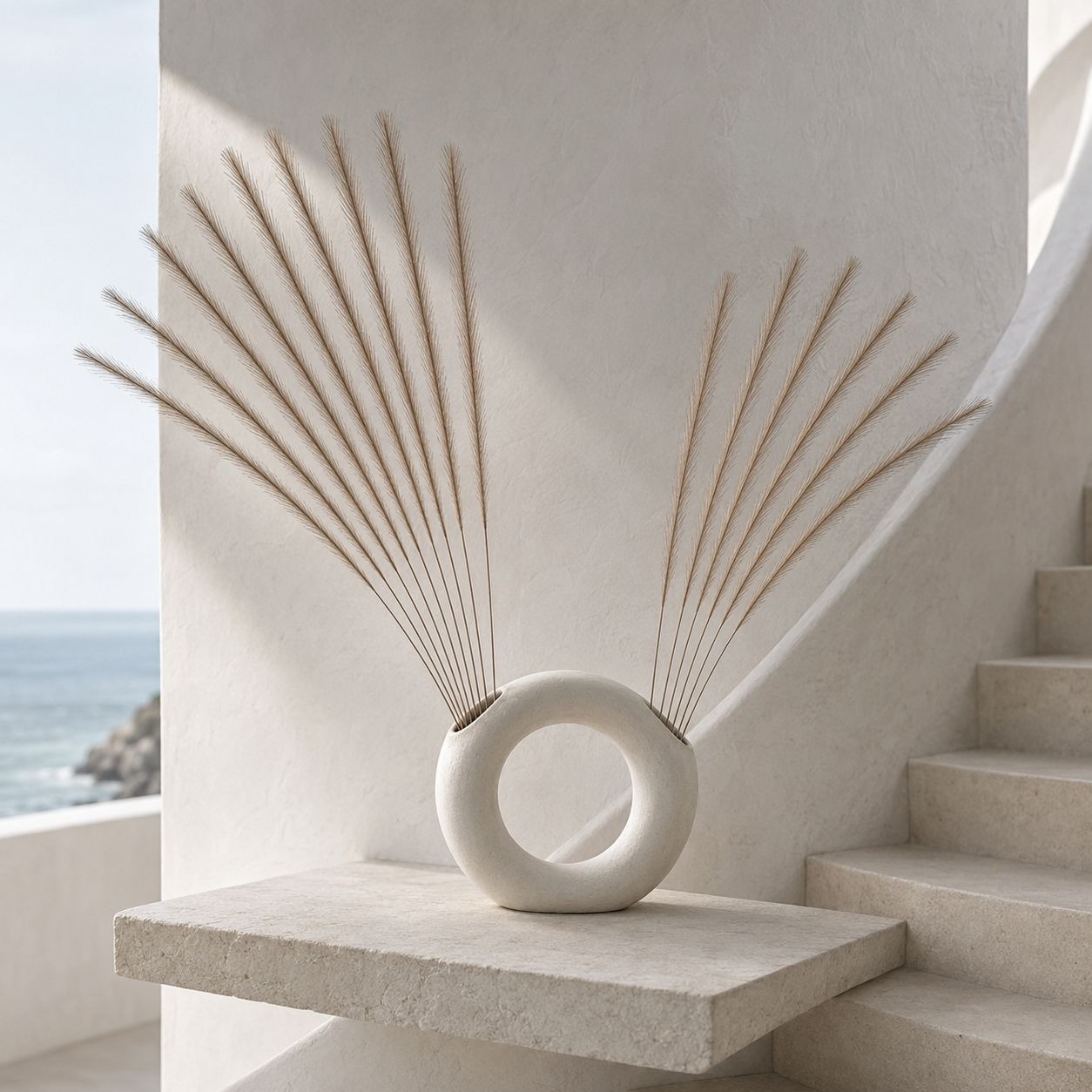 Taupe Tan Faux Feather Grass Stems, Set of 16, 31 Inch Wispy Artificial Pampas