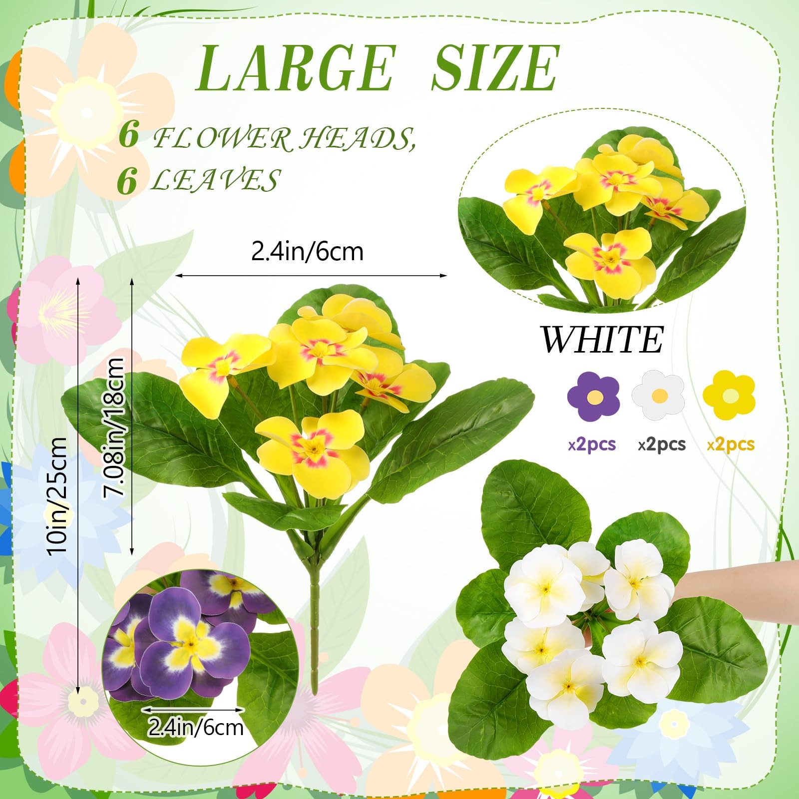 Daifunli 6 Pcs Summer Artificial Pansies for Outdoors, 9. 84 Inches Artificia…