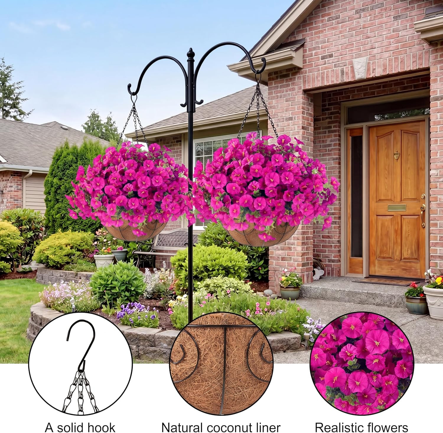 12 Pack Fuchsia Morning Glory Eucalyptus Hanging Plant UV Resistant Silk Porch