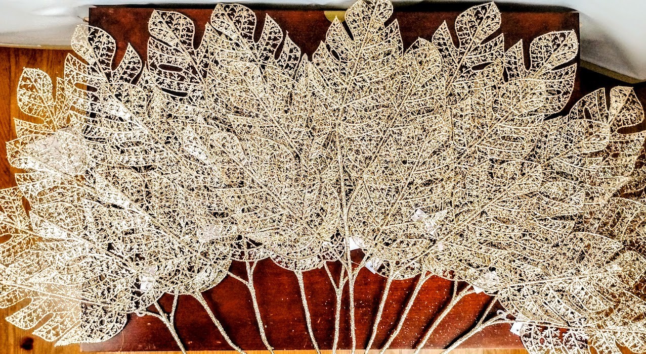 24″ Glitter Leaf Pick Stems Lot of 10 Artificial Floral Holiday Craft Decor