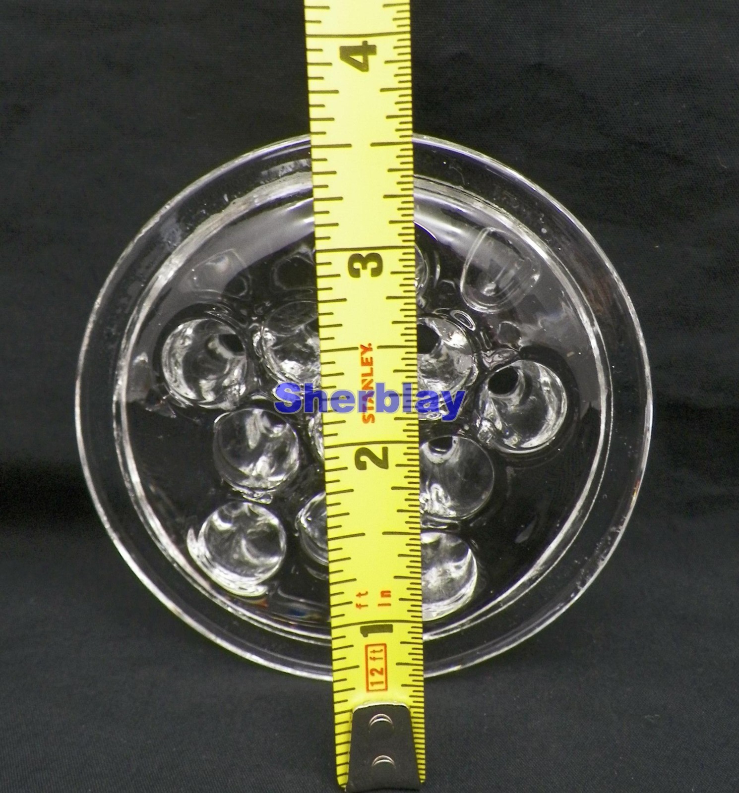 Vintage Heavy Glass Flower Frog 11 Hole Arrangement 3.5” Top And 3” Bottom