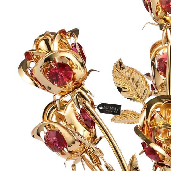 Matashi 24K Gold Dipped Crystal Studded Rose Bouquet in Elegant Vase w/ Crystals