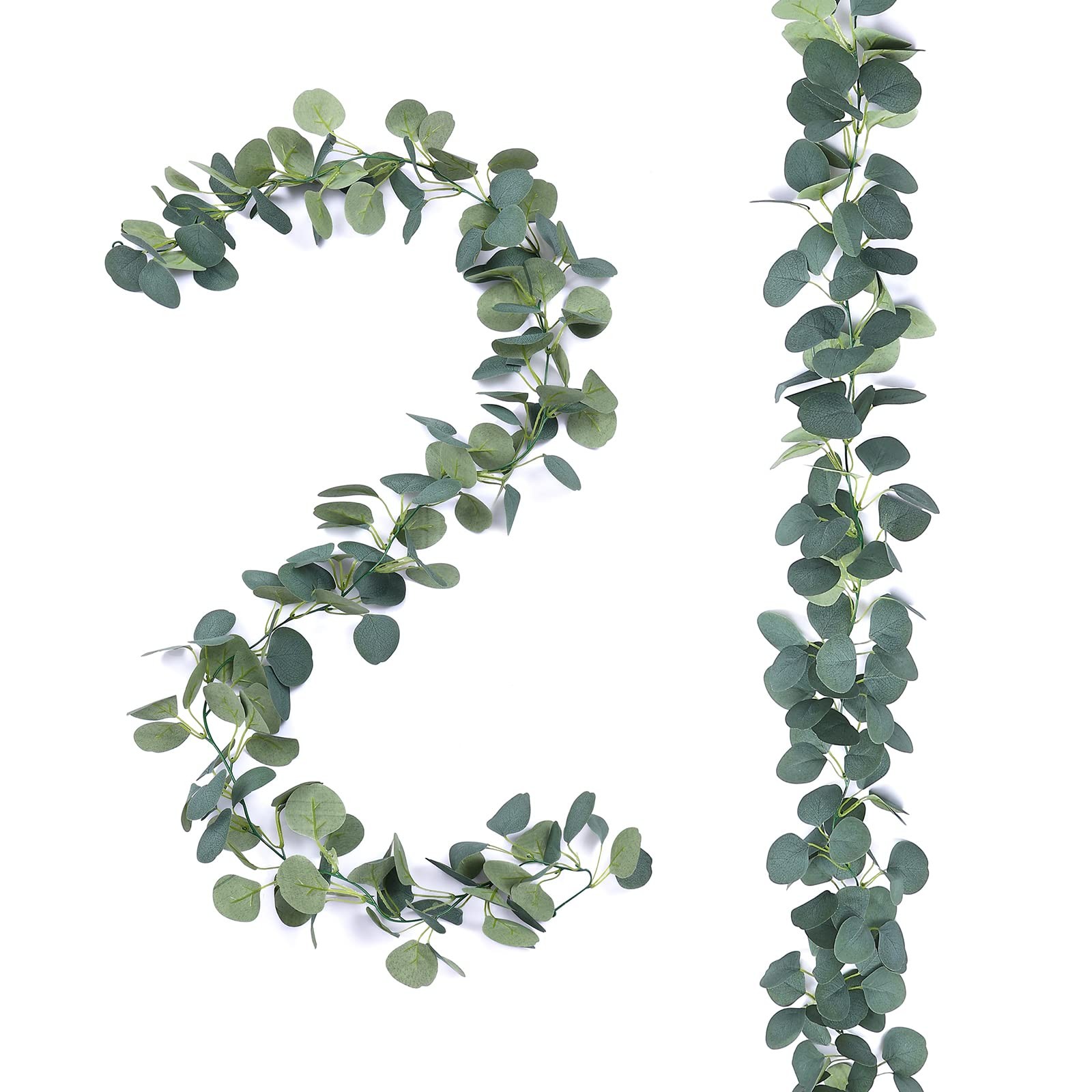 2 Pack Artificial Eucalyptus Garland Faux Silk Leaf Silver Dollar Eucalyptus …