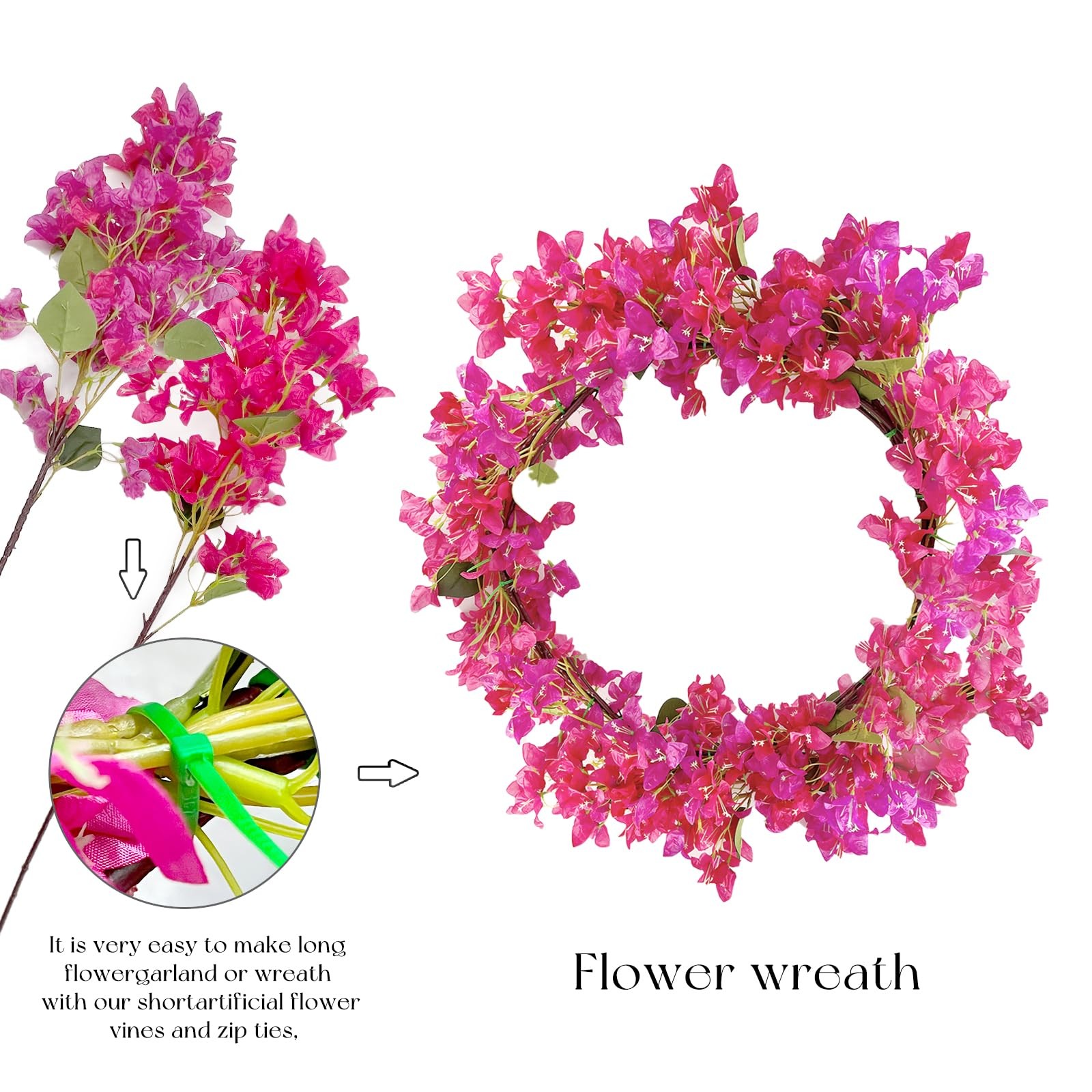 38″ Artificial Flowers Bougainvillea Floral, 6PCS 2Color Long Stems Silk Fake…
