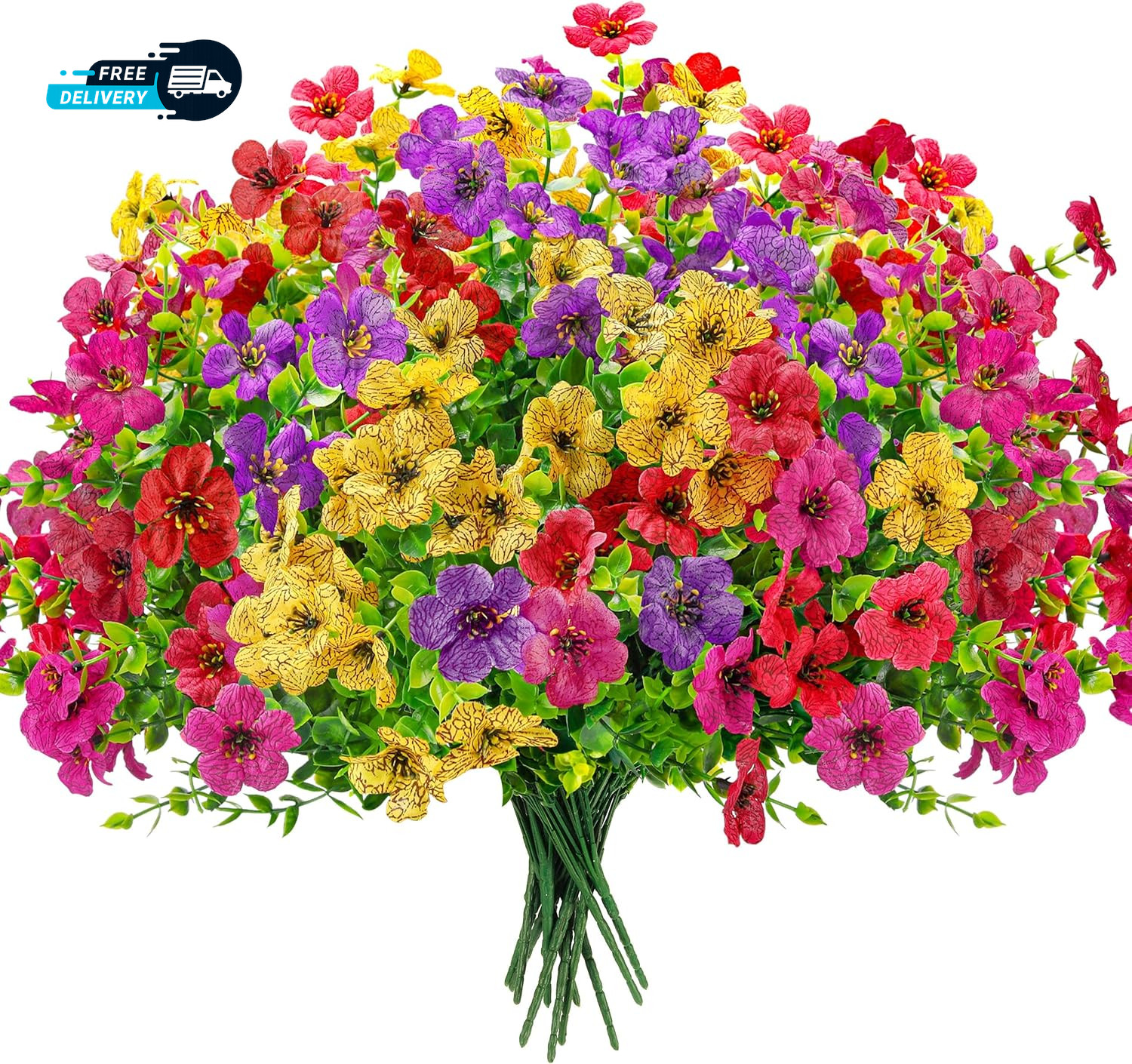 12 Bundles Artificial Flowers for Outdoors Fake Flowers Plants Spring Summer.
