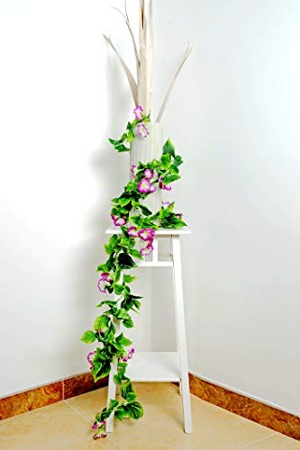 Artificial Morning Glory Flower Vines, 2pcs 15Feet Hanging Plants Silk Purple