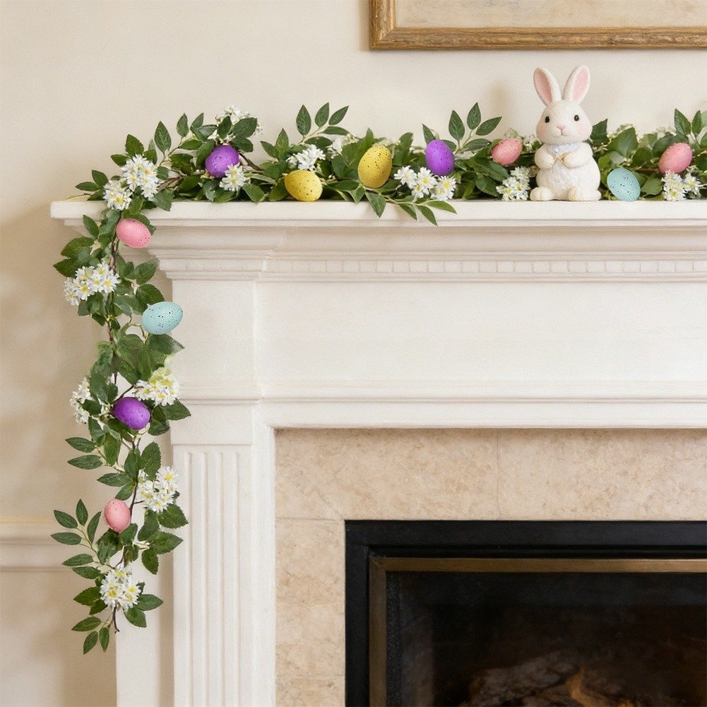 Easter Vine with Colorful Eggs and Blooms for Interior Wall Decoration