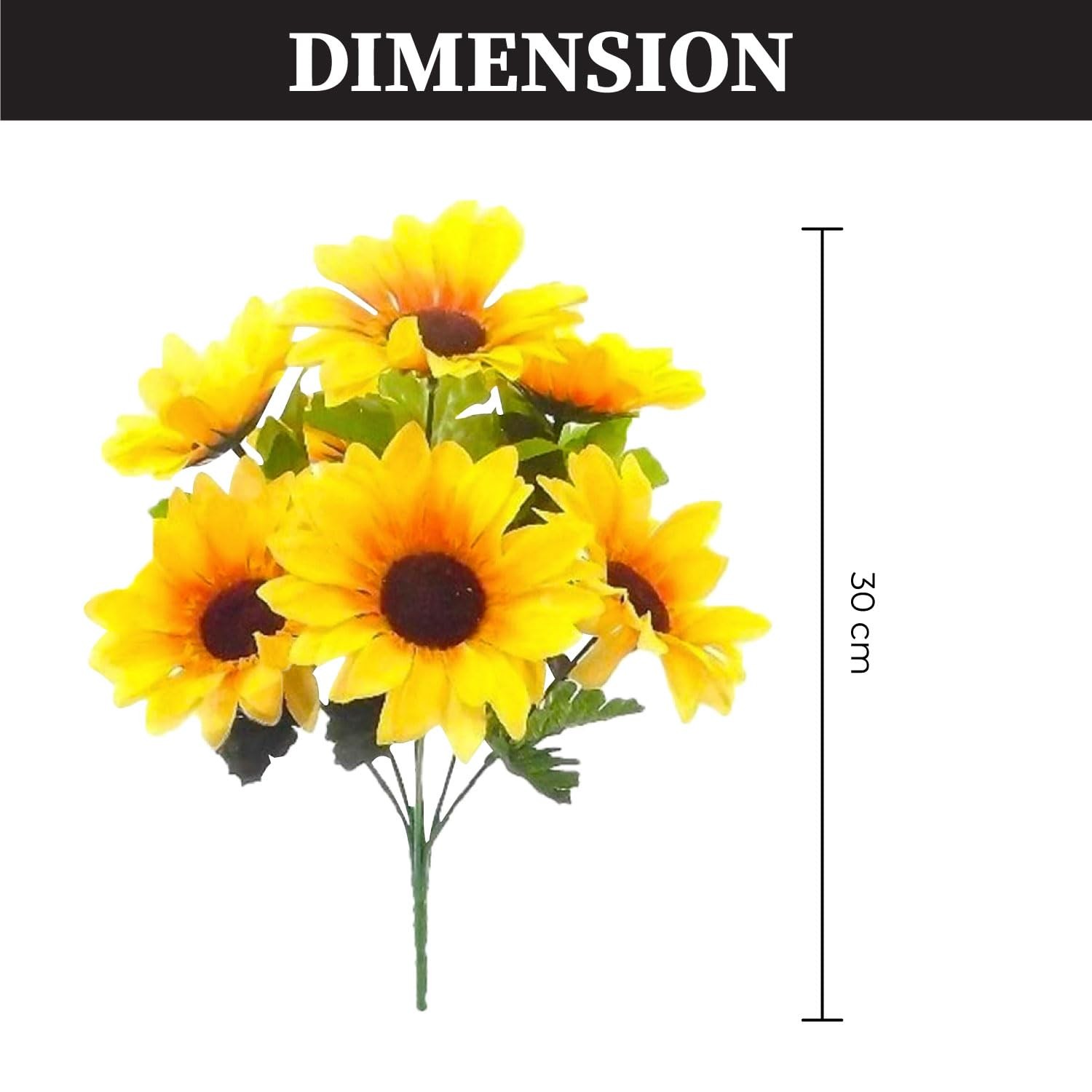 Artificial Sunflower Bouquets 2 Bunches 7 Heads Each Yellow Silk Faux Decor