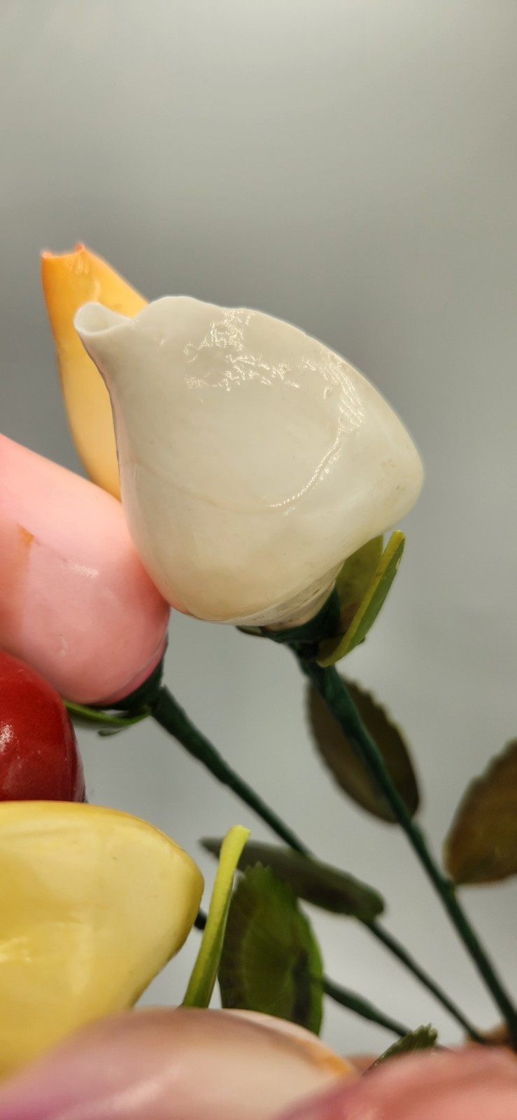 Seashell Hand Painted Long Stem Rose Buds Set of 6