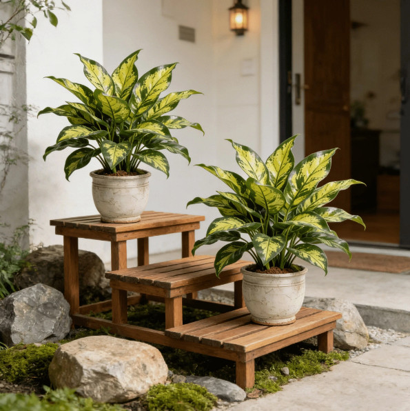 2pcs Artificial Tropical Plant Tree UV Resistant Indoor Outdoor Faux Green Decor