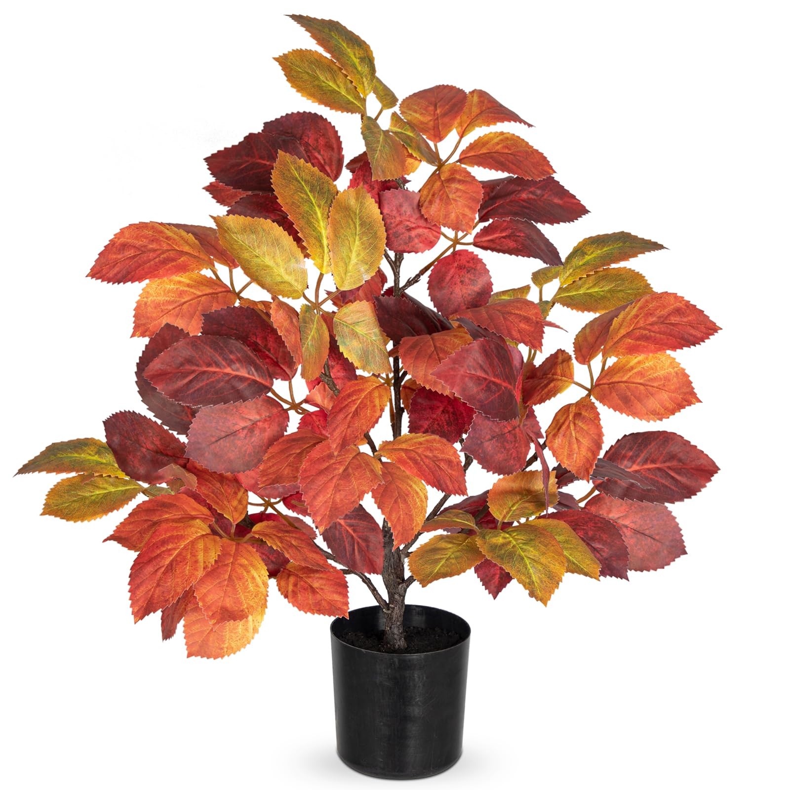 Fake Fall Tree In Black Pot Autumn Artificial Beech Leaf Tabletop 19.7 Inch