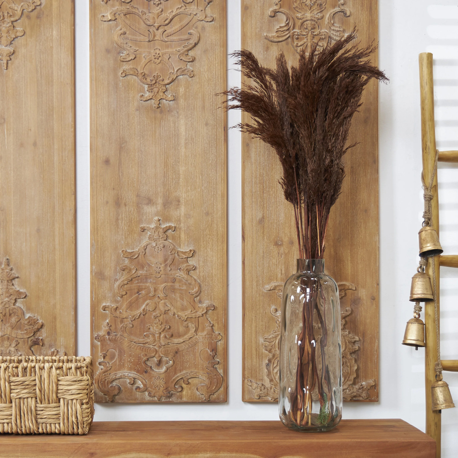 35″ Dried Plant Natural Foliage Pampas Bouquet with Long Stems,