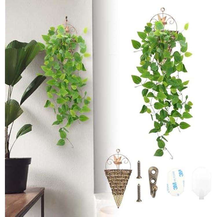 Fake Hanging Plants 2pcs Artificial Hanging Plant for Indoor Outdoor Faux Pot US