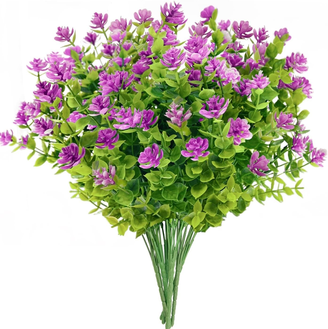 Realistic Fake Plants: 6 Bundles UV Resistant Flowers for -Round Charm